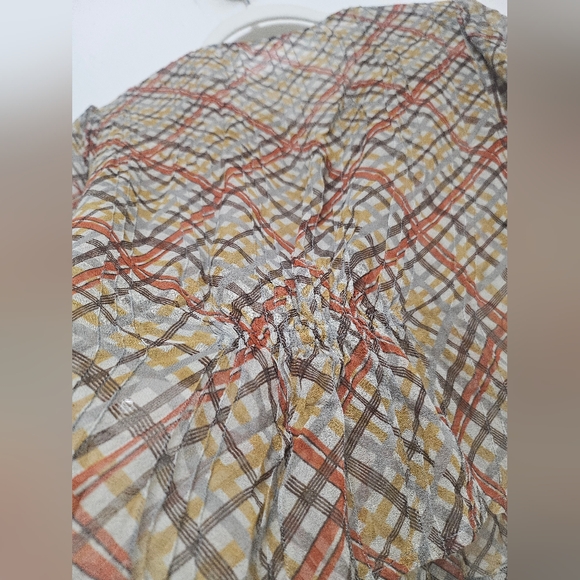 Doen Naret Tomato Emmeline Plaid 100% Silk Top Blouse Sz XS - Picture 9 of 16